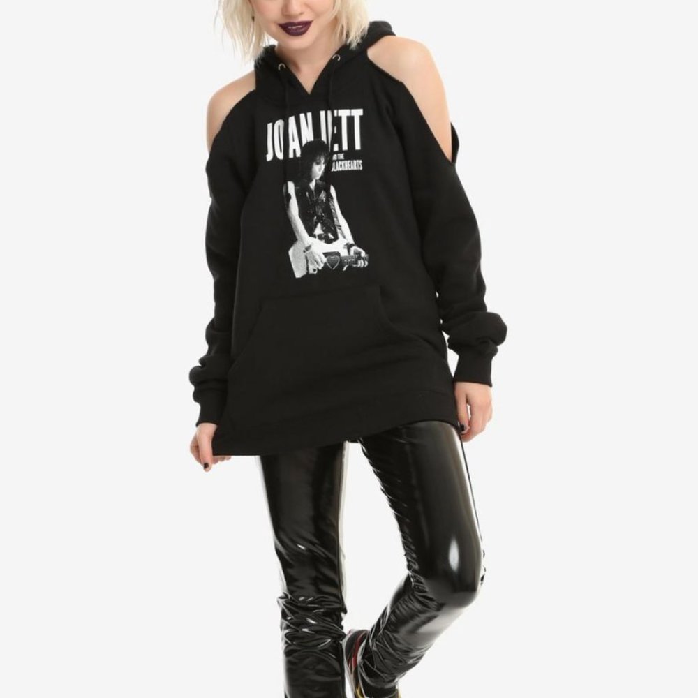 Joan Jett cold shoulder rocker hoodie S